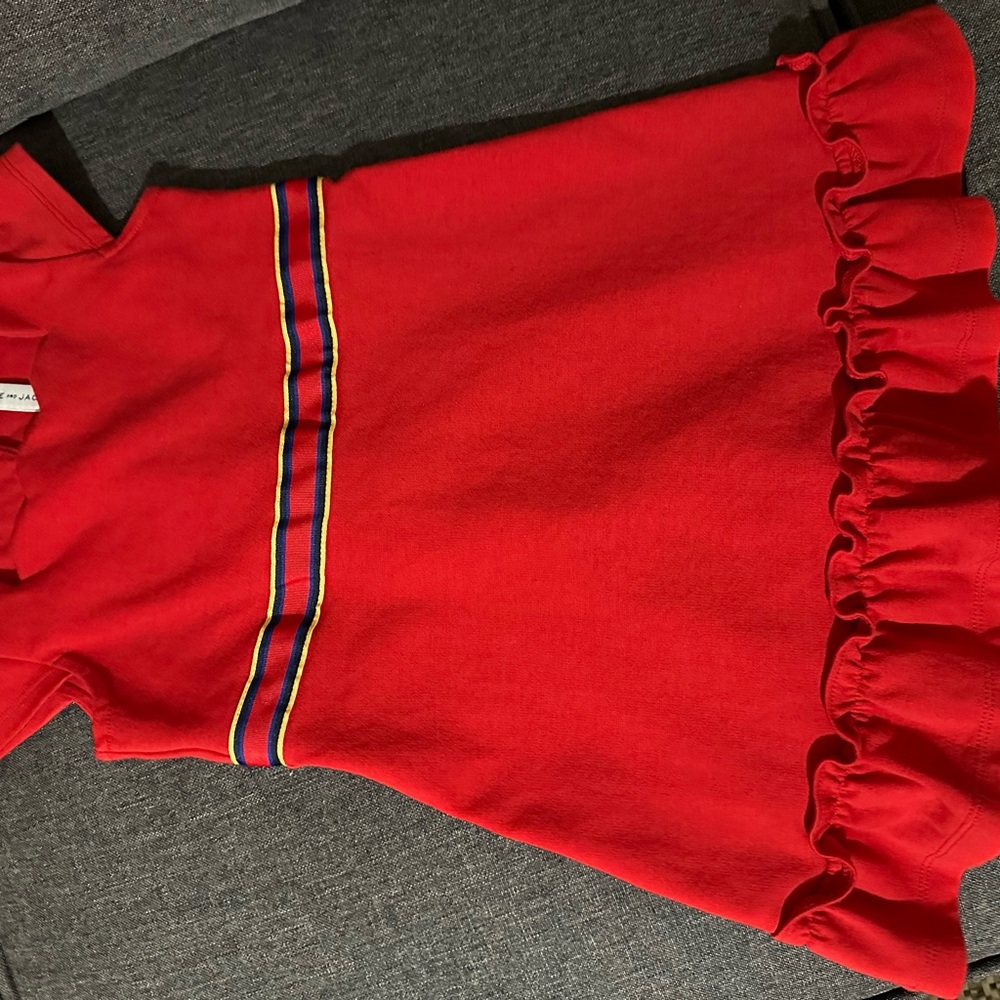 Red Kids Shirt with Ruffle Hem